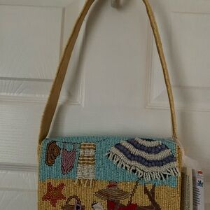 Hurry before it’s gone! Beautiful Beaded Beach Scene Shoulder Bag made in India